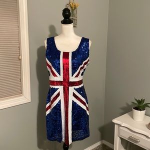 Beautiful Sequin Union Jack Dress Size Large